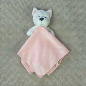Carter's Pink White Puppy Dog Lovey Security Blanket Plush Baby Toy Terrier Gray